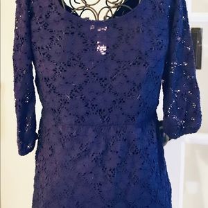 Love Notes dark blue/ purpleish eyelet lace dress